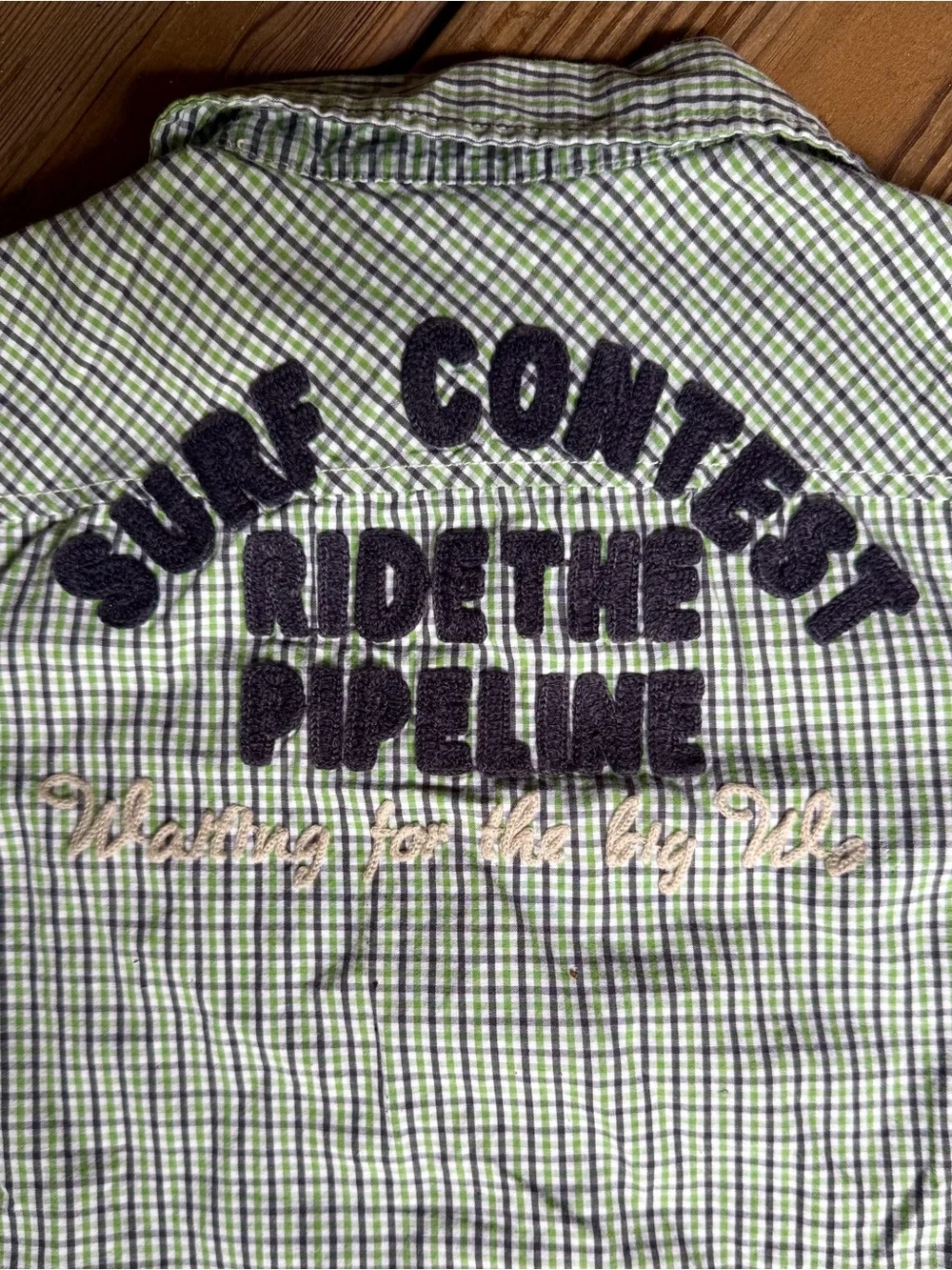 United Colors of Benetton Boys Surf Graphic Plaid Button Down Shirt Size 6-7 Yrs